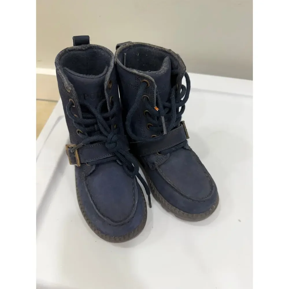 Polo Ralph Lauren Ranger HI II Mallet Bear Boots Blue Leather Size 11